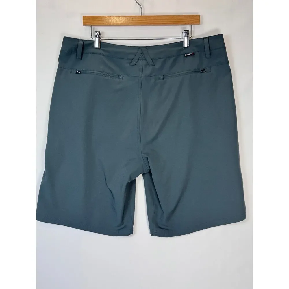 Gerry Mens Trail Hiking Shorts Stretch Zip Pockets Steel Blue Size 36